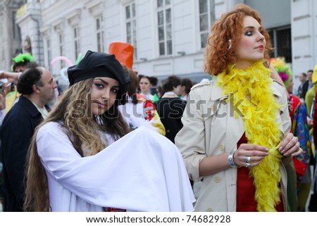 ODESSA, UKRAINE - APRIL 1: People celebrated April Fools\' Day on the main streets of the city, April 1, 2011 in Odessa, Ukraine.