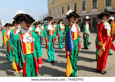 ODESSA, UKRAINE - APRIL 1: People celebrated April Fools\' Day on the main streets of the city, April 1, 2011 in Odessa, Ukraine.