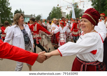 VINNICI, LENINGRAD REGION, RUSSIA - JUNE 12: People celebrate the annual holiday Vepsian national culture \
