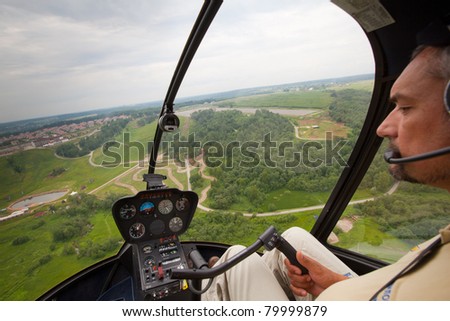 YAKHROMA, RUSSIA - JUNE 25: A Robinson R44 from the First Helicopter Club 