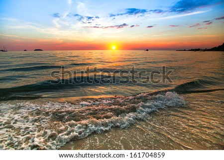 Sunset over ocean, nature composition.