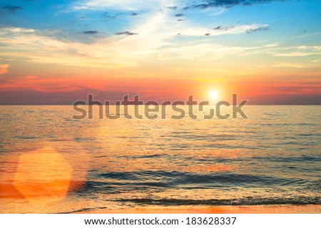 Sunset over ocean, nature composition.