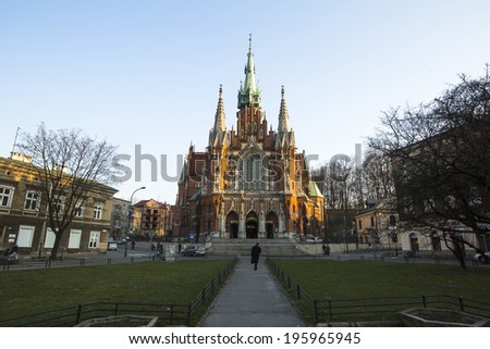 KRAKOW, POLAND - MAR 11, 2014: Church Joseph - a historic Roman Catholic church in south-central part of Krakow. Was built 1905-1909 y and designed by Jana Sas-Zubrzyckiego.