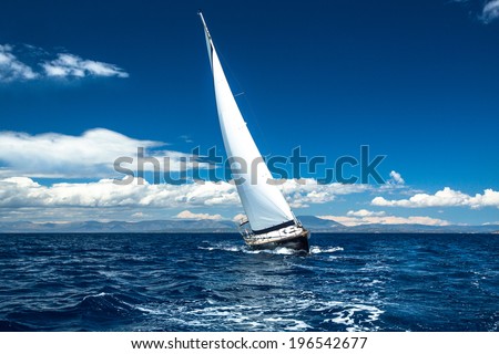Boat in sailing regatta.