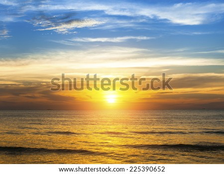 Amazing sunset over the ocean beach.
