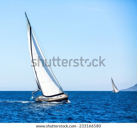 Luxury yachts. Boat in sailing regatta.
