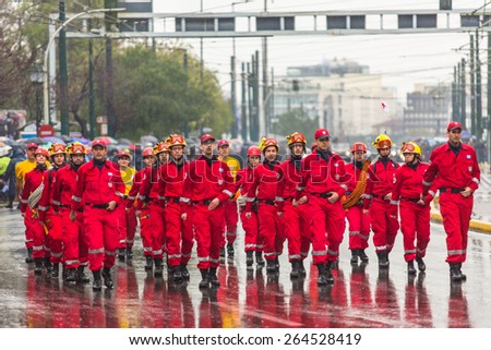 ATHENS, GREECE - MAR 25, 2015: During Independence Day or Day of National Revival Greece is an annual national holiday, on this day, Greeks pay tribute to the heroes of the Revolution 1821-1829.