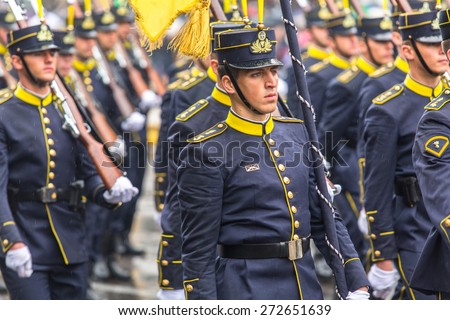 ATHENS, GREECE - MAR 25, 2015: During Military parade for the Greece Independence Day is an annual national holiday, on this day, Greeks pay tribute to the heroes of the Revolution 1821-1829.