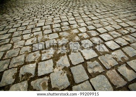 Closeup view on a cobblestone road