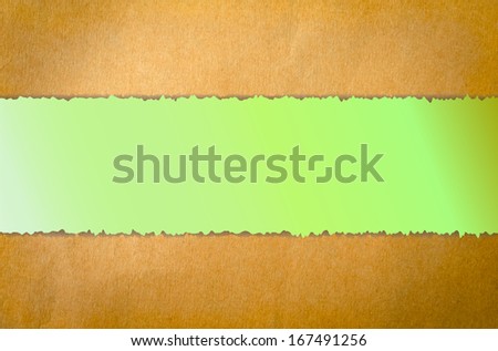 The concept  green paper  on brown paper