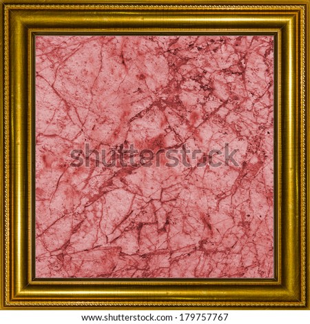 Picture frame gold wood frame is marble stone background