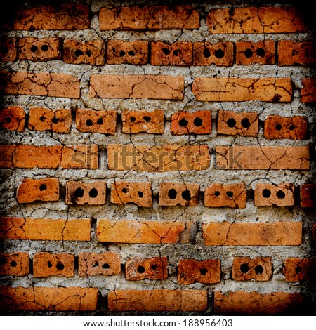 concept  wall brick background,White cement floor cracked.