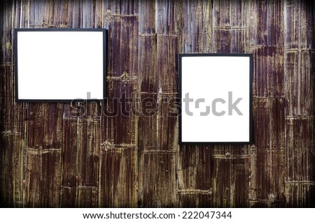 Retro frame wood black on bamboo wall