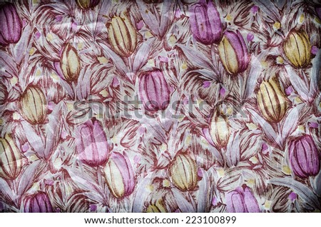 Fragment of colorful retro tapestry text, Fragment of colorful retro tapestry textile pattern with floral ornament useful as background