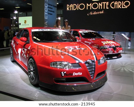 stock photo Alfa Romeo GT and 156 Cup at Motorshow Bologna 2003