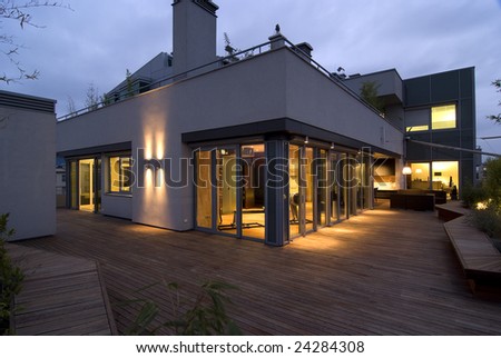 contemporary loft - terrace by night