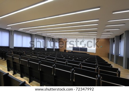 An empty lecture hall in a University