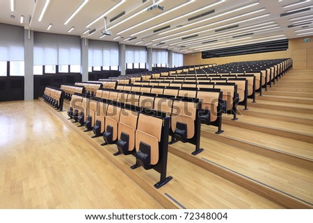 An empty lecture hall in a University