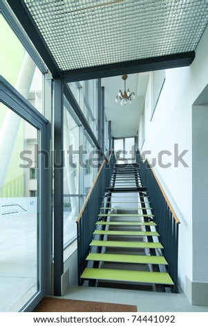 Office interior with modern stairs