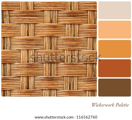 Wickerwork colour palette background with complimentary colour swatches.