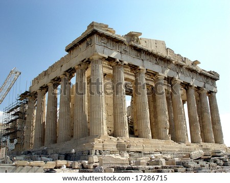 A view of the Parthenon Temple, Acropolis, Athens, Greece
