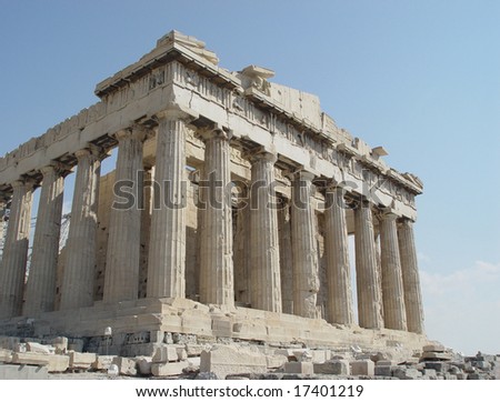 A view of the Parthenon Temple of Athena, Acropolis, Athens, Greece
