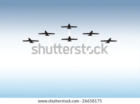 Illustration of jets flying in formation with copy space. Available as vector or .jpg