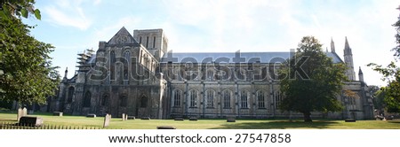 Panorama of Winchester Cathedral, Hampshire, UK