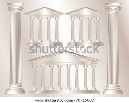 A vector illustration of a classical style white marble temples and pillars. Marble style background. EPS10 vector format