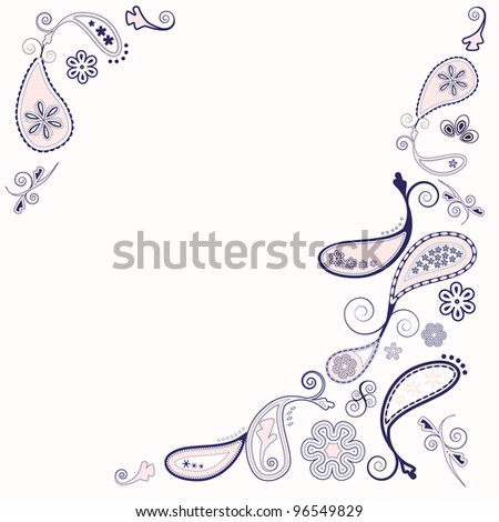 Paisley background in pink and navy with space for text. Also available in vector format.