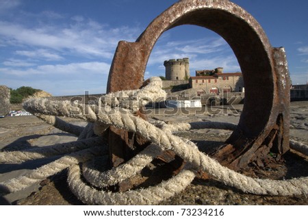 The castle Socoa through a ring, next to St. Jean de Luz, Basque Country, in France.