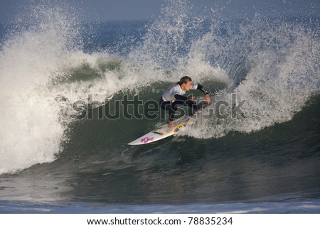 SEIGNOSSE, FRANCE - JUNE 3: Woman surfer Paige Hareb at the Swatch Pro France on June 3, 2011 in Seignosse, France.