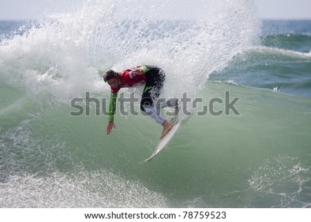 SEIGNOSSE, FRANCE - JUNE 2: American surfer Courtney Conlogue at the Swatch Pro France on June 2, 2011, in Seignosse , France.