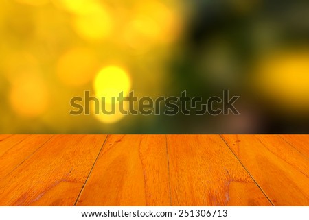 wood texture perspective with yellow bokeh