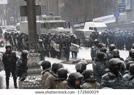 KIEV, UKRAINE - 21 JANUARY: Protest against \