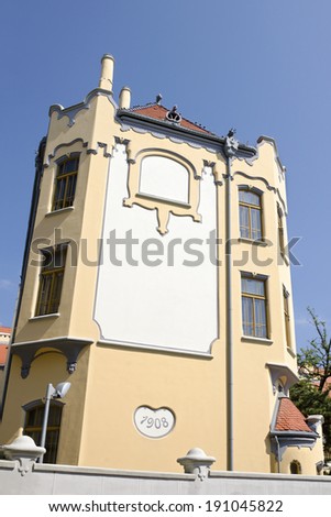 The art-deco high school, built near St. Elisabeth (Blue) church in Bratislava, Slovakia.