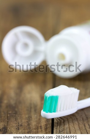 tooth brush with tooth paste