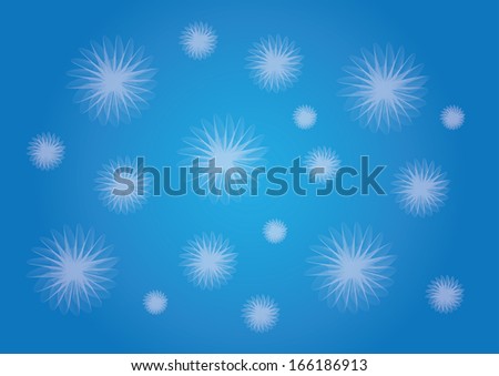 blue background with mesh flowers