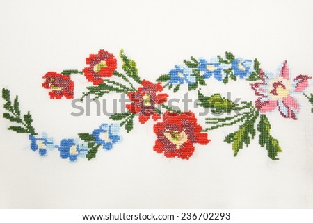 colorful embroidery with flowers