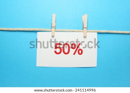 discount hanging sign 50 per cent