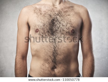 Closeup of a hairy man\'s chest