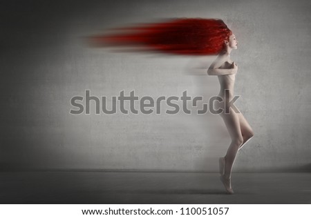 Beautiful woman with blurred outlines