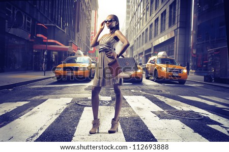Black girl on pedestrian crossings in New York