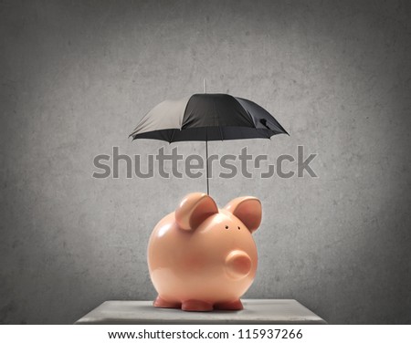 Piggy with a black umbrella
