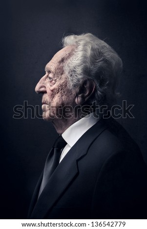 profile elderly man of success