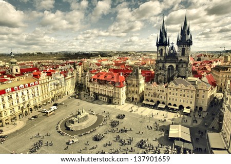 view of the church of Saint Mary of Tyn in Prague view of the church of Saint Mary of Tyn in Prague