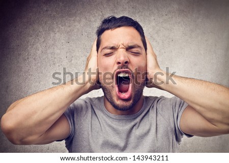 portrait of man screaming