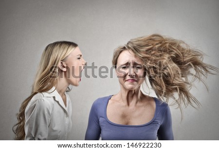 beautiful girl screaming to her friend