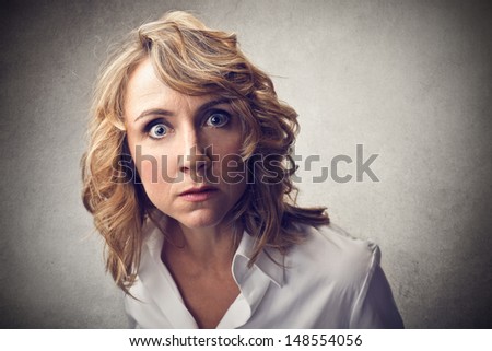 portrait of frightened woman