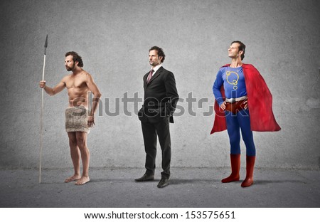 Evolution Of Man From Caveman To Super Hero